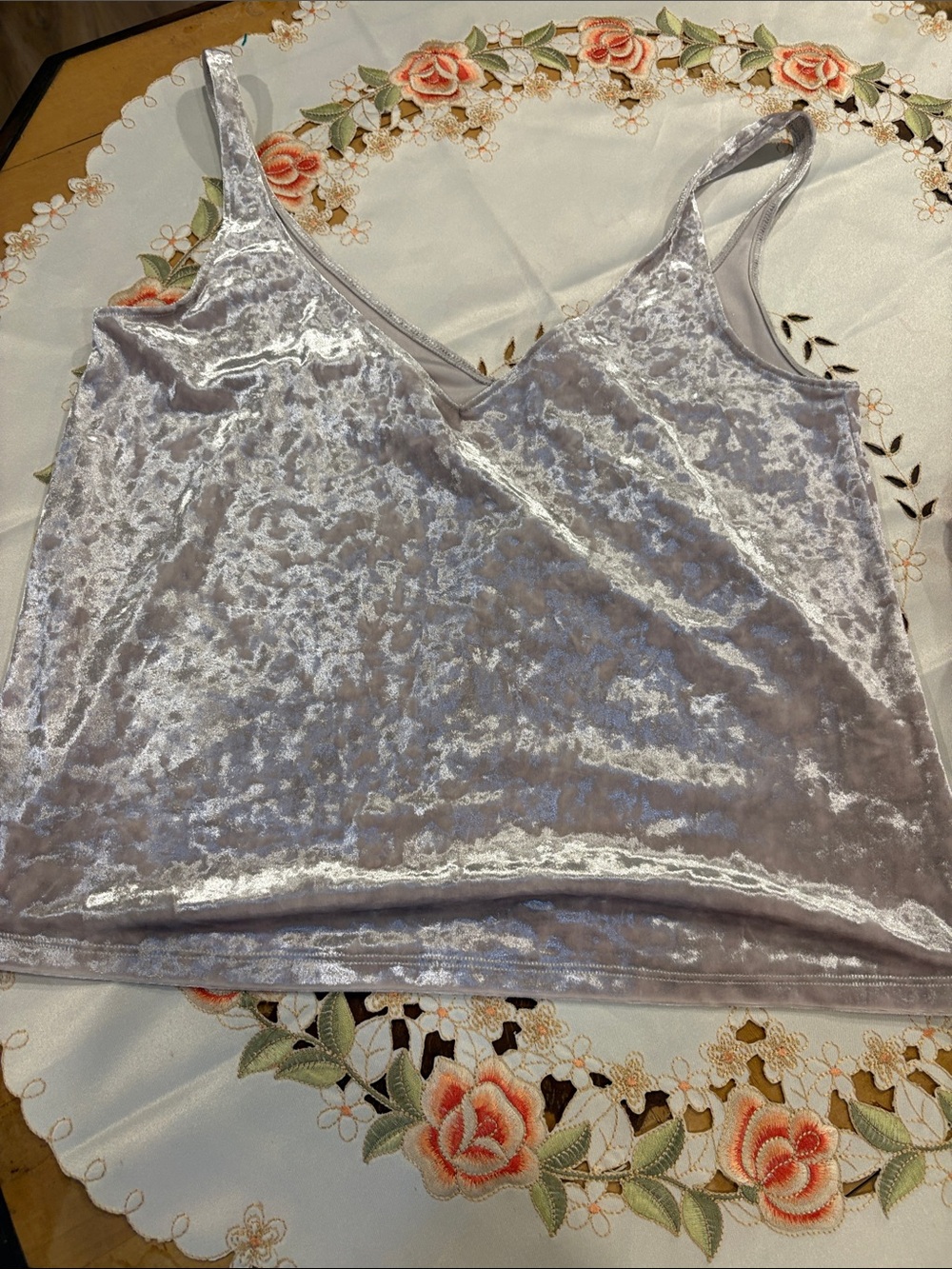 H&M Crushed Velvet V-Neck Camisole - Light Lavender